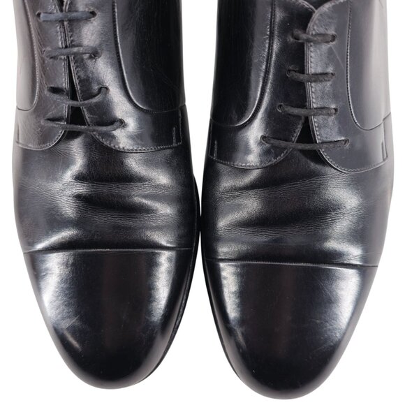 Vintage A. Testoni Men's 8 Italian Black Calf Leather Dress Shoe Cap-toe Oxfords - Picture 15 of 16